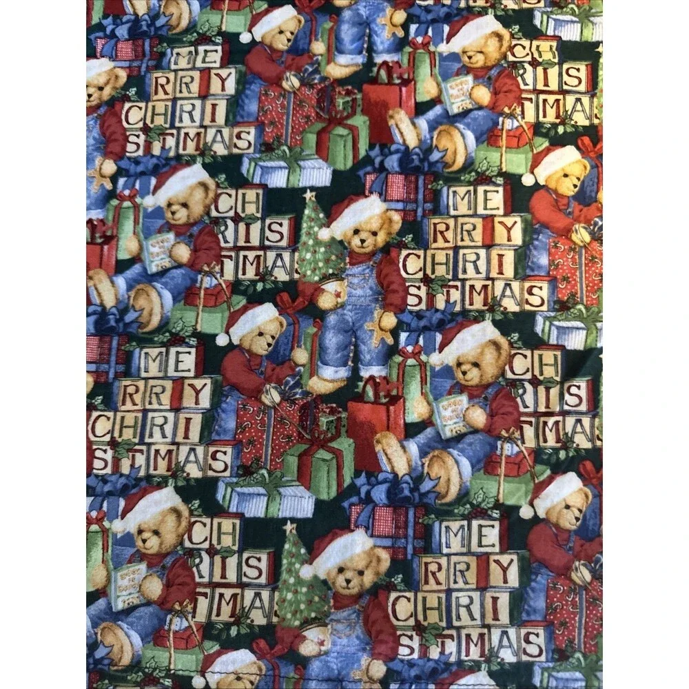 2 Christmas Themed Pillowcases, Handmade,Standard,Cotton - Teddy Bears